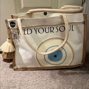 Tasha Beige and Blue Women's Tote Bag